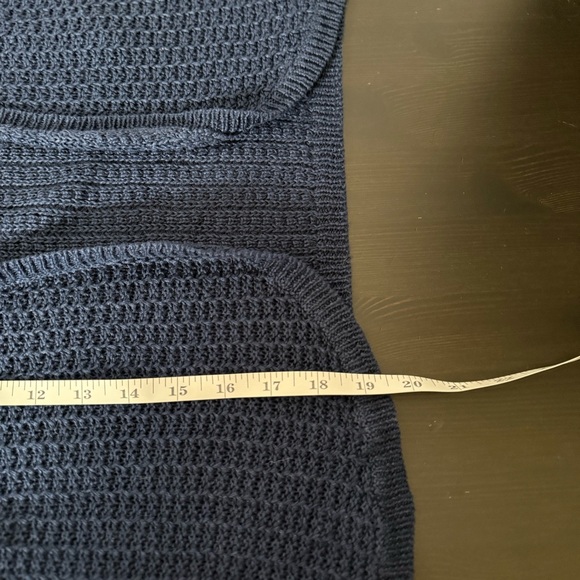 Lauren Ralph Lauren Open Cardigan Women Sz M Navy Knit V Neck Cropped 100% Linen - Picture 10 of 10